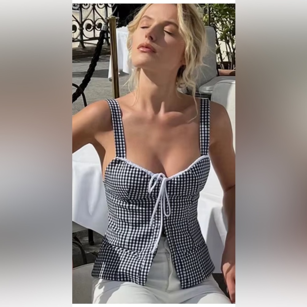 Zara Blue & White Gingham Bustier